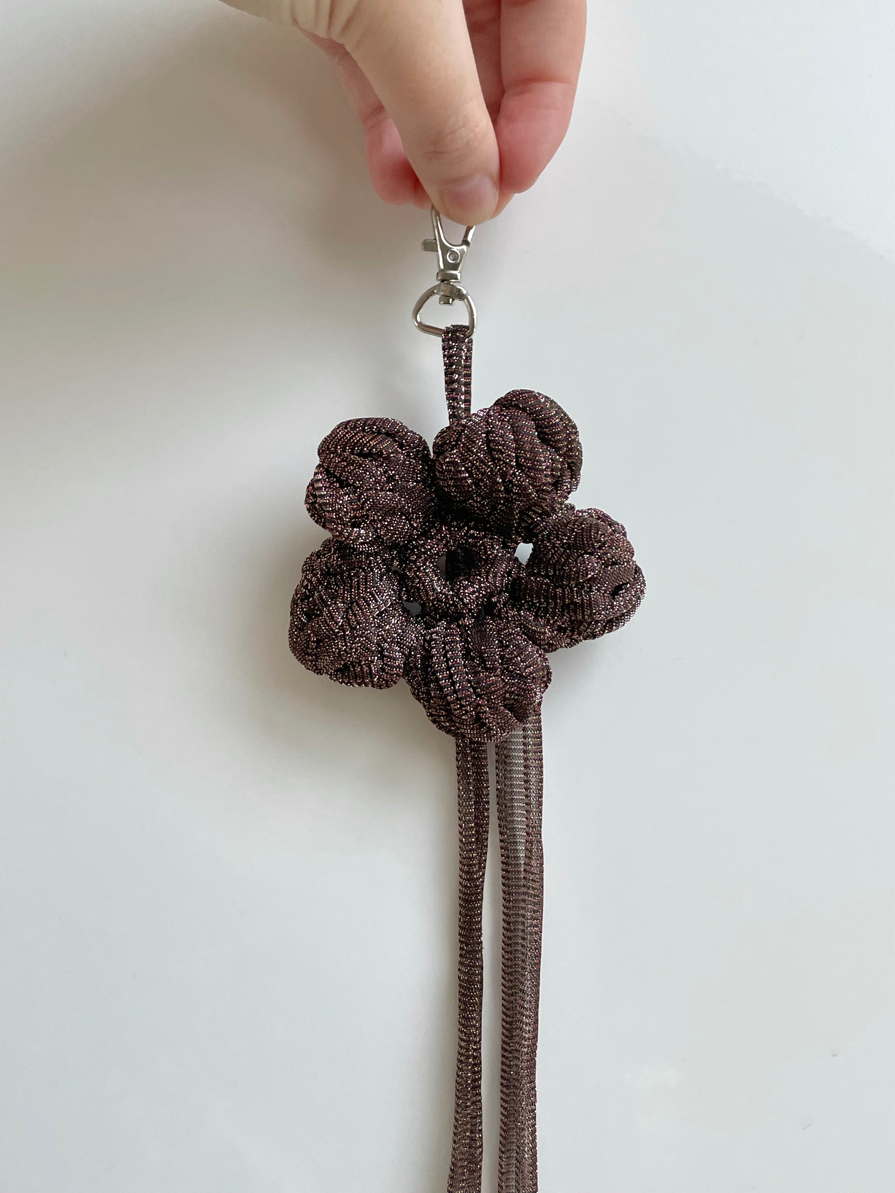 Flower bag charm - brown