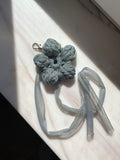 Flower bag charm - colorful silver