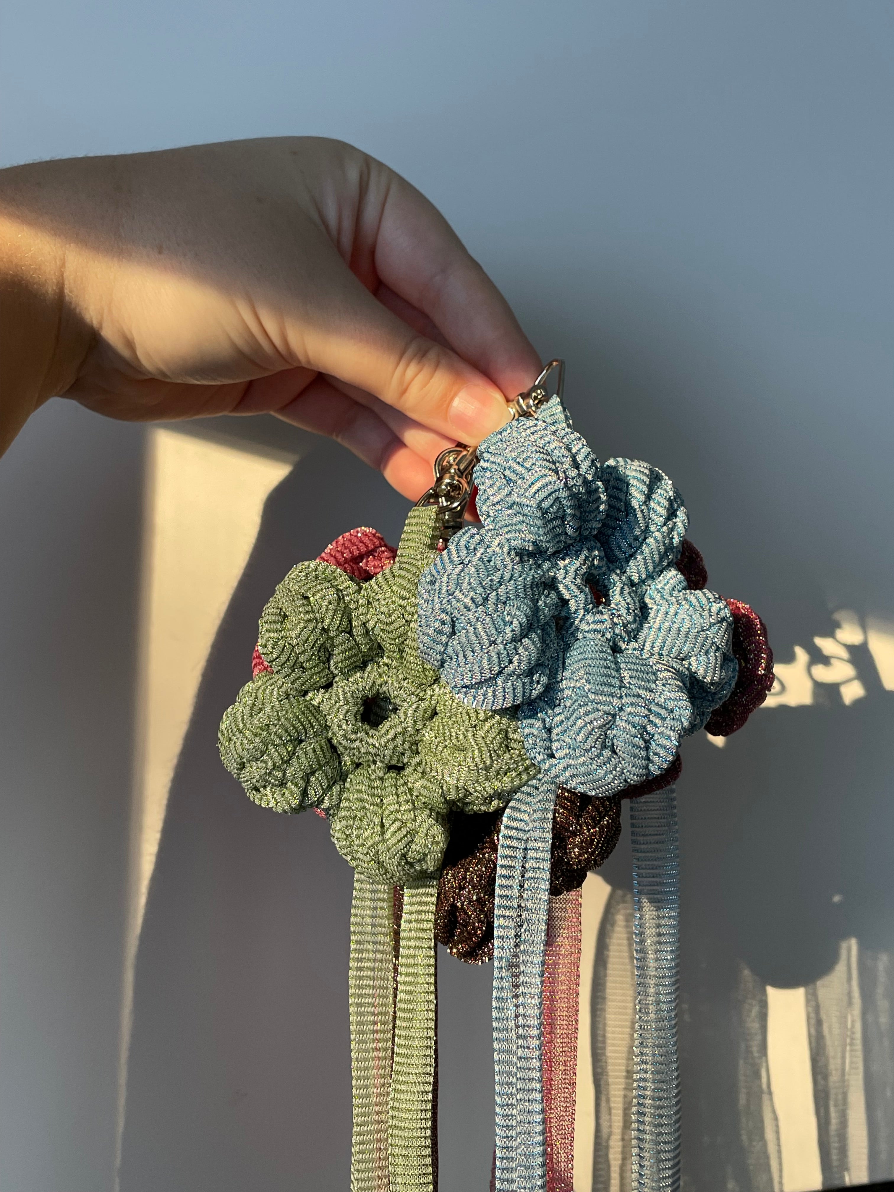 Flower bag charm - green