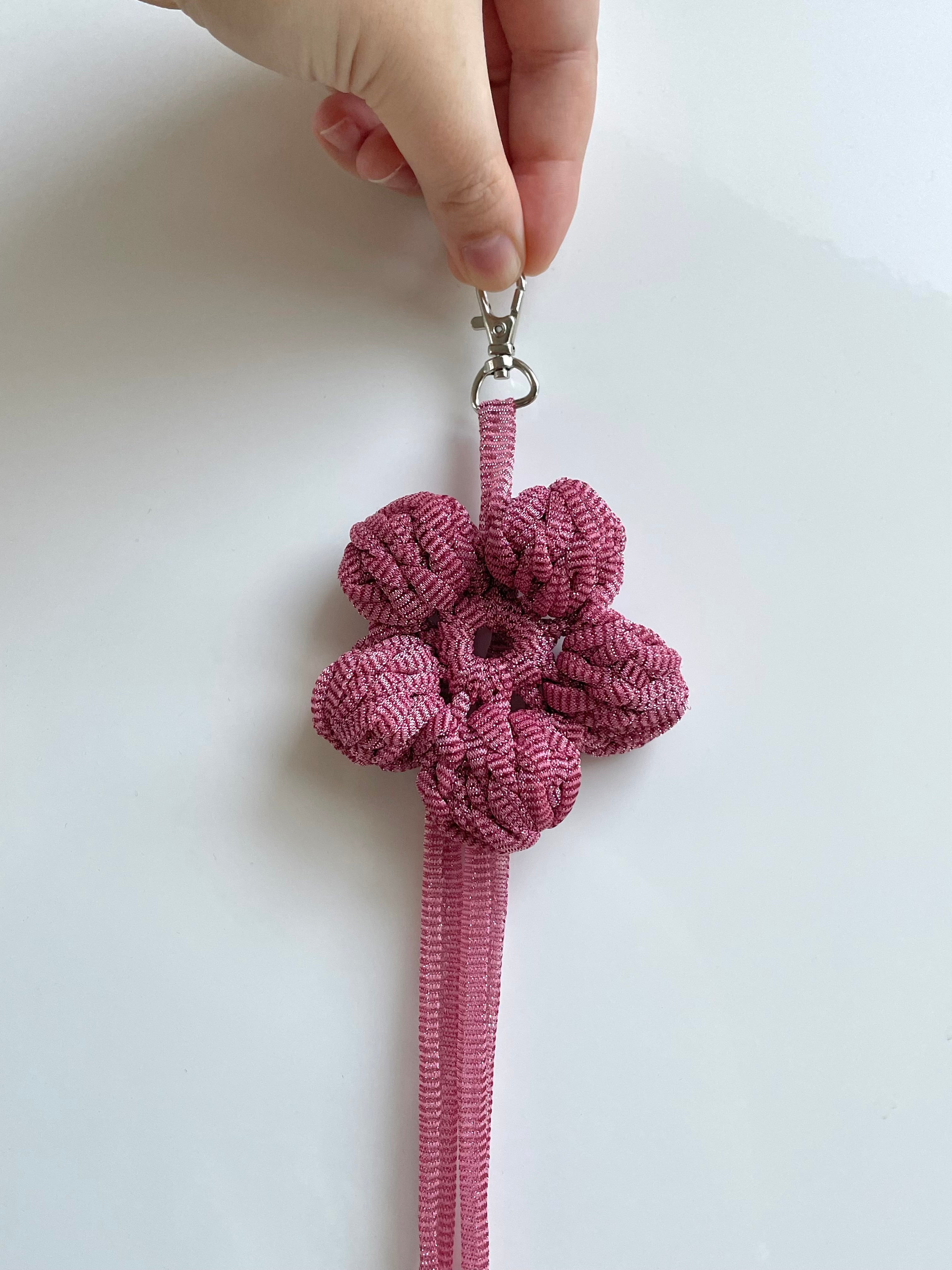 Flower bag charm - Pink