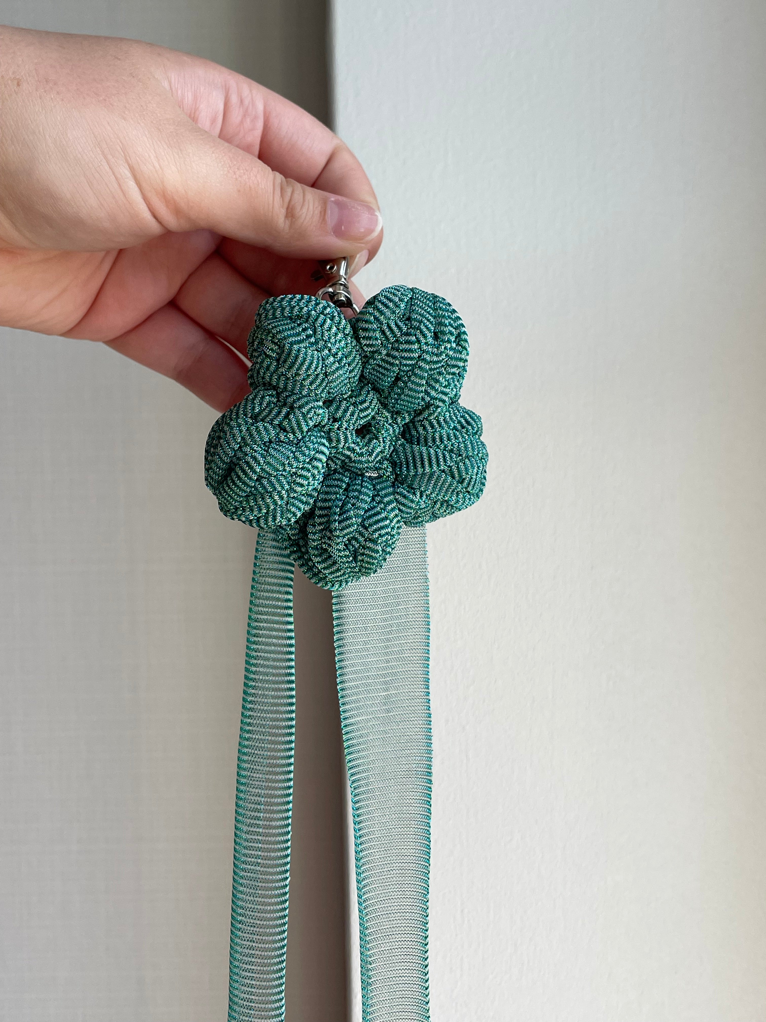 Flower bag charm - aqua