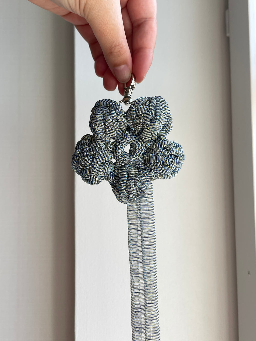 Flower bag charm - colorful silver