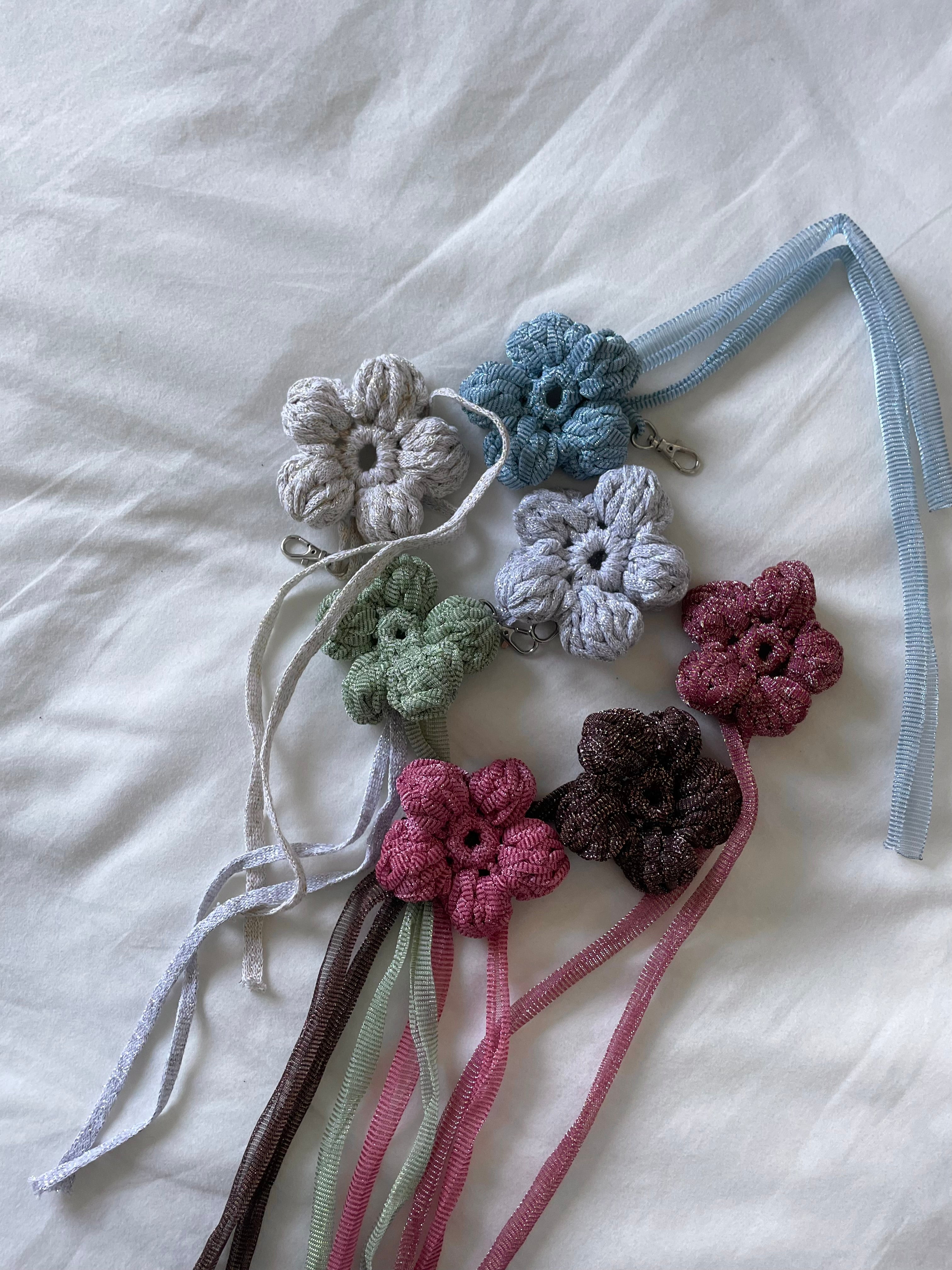 Flower bag charm - brown