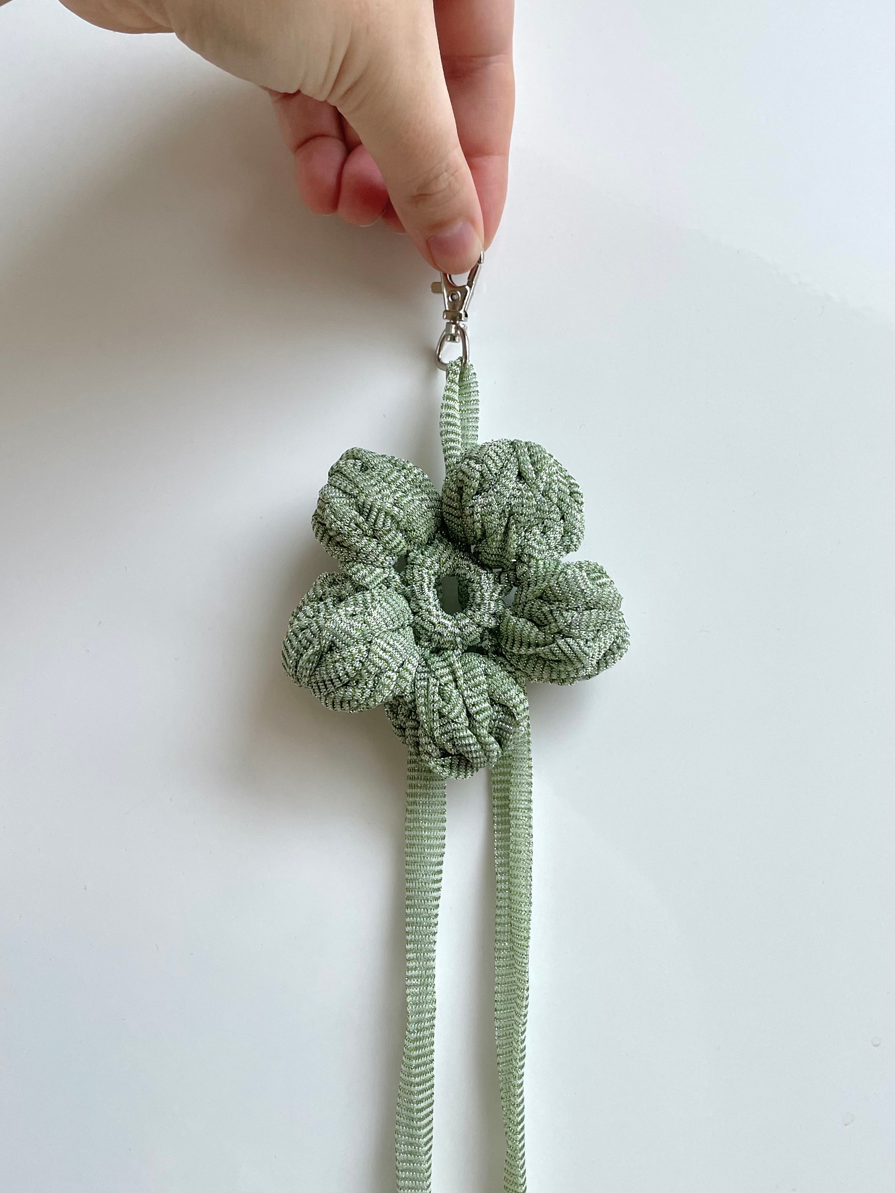 Flower bag charm - green