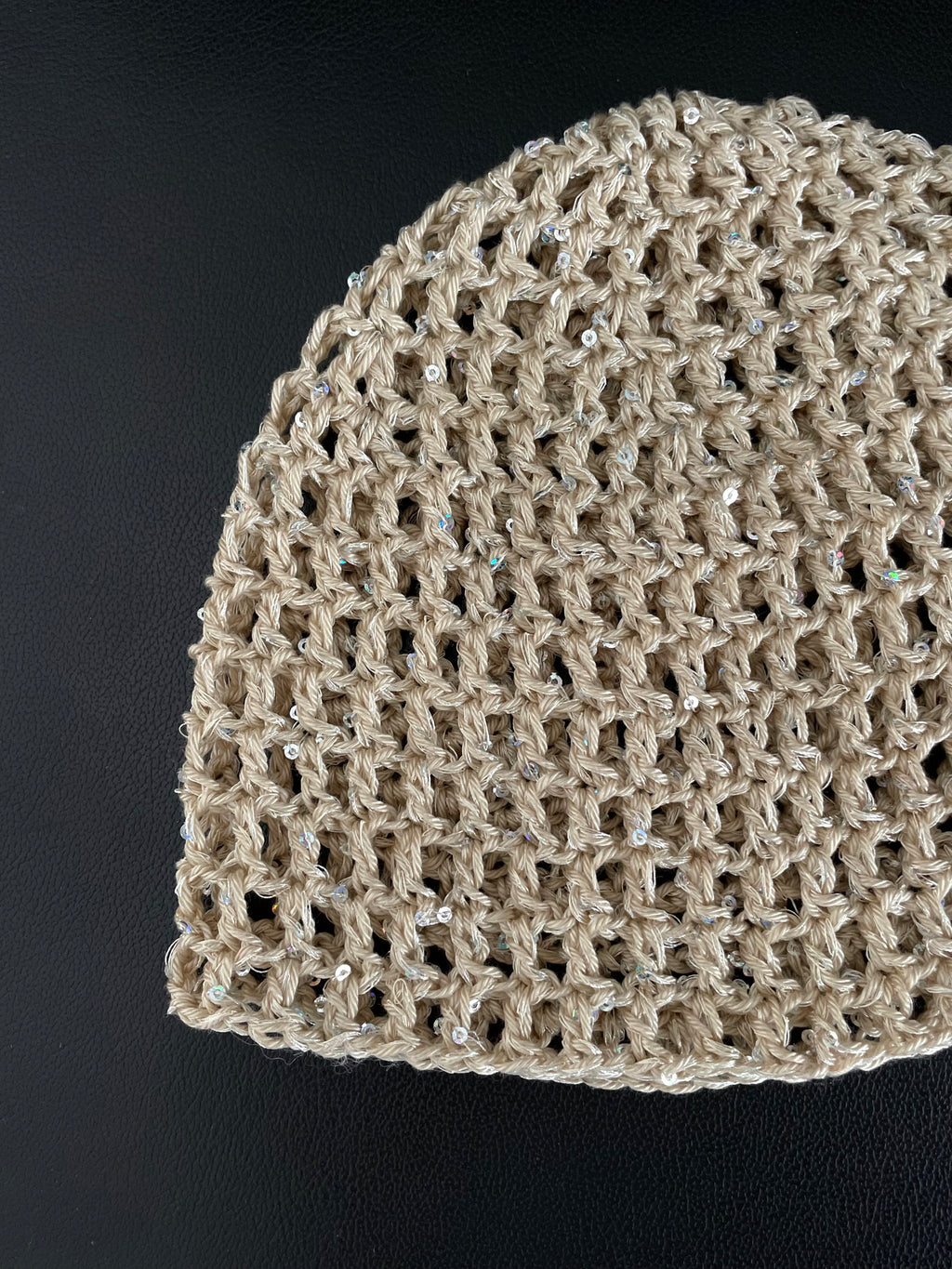 Glitter mesh hat - Beige